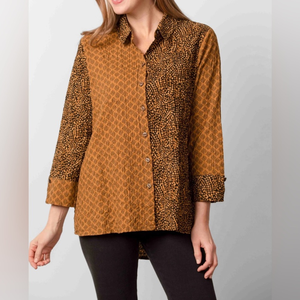 Habitat Spot-On shaped BUTTON UP shirt XS bronze black blouse